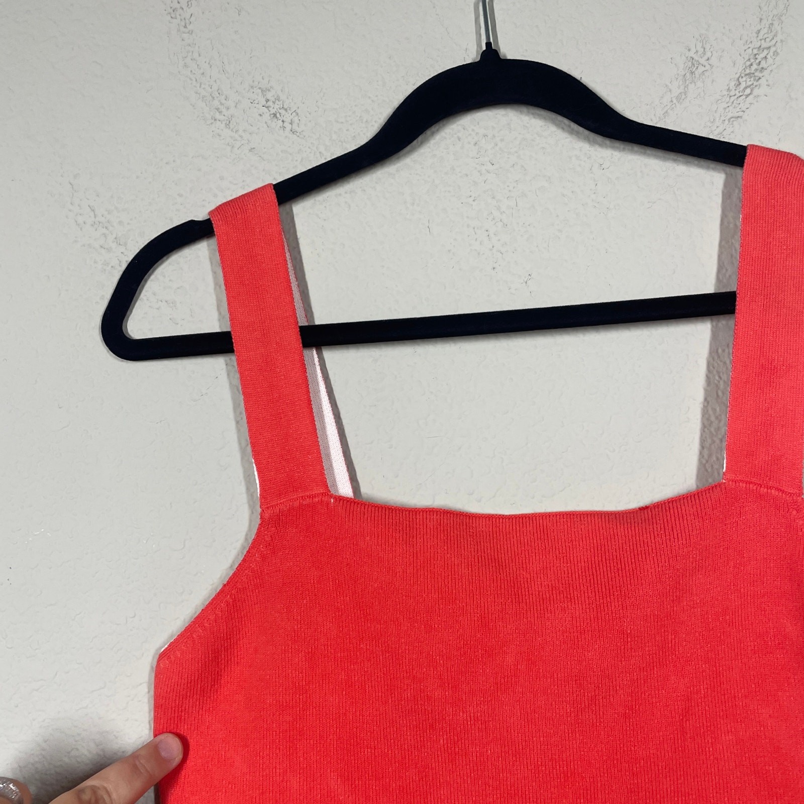 Ecru Size Medium Printed Square Neck Tank Top Red Washed Scarlet Cotton Rib