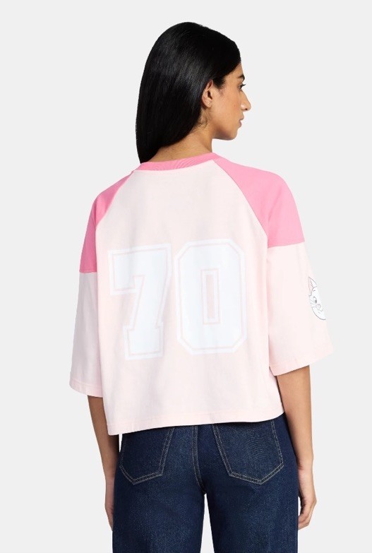 Disney Women’s Aristocats Marie Raglan Varsity Crop Graphic Tee Shirt Med (8-10)
