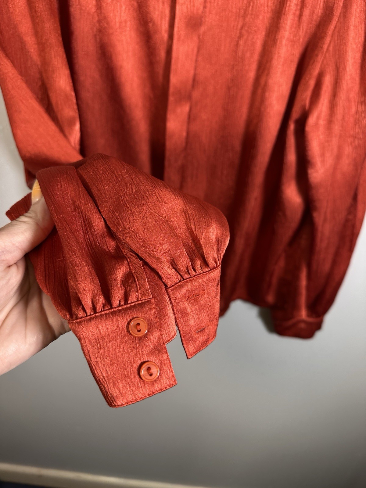 Vintage Satin Bow Tie Blouse Size 14-16 Planet