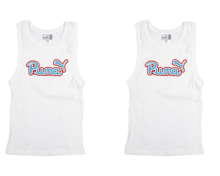 PUMA WOMENS JUNIORS RETRO LOGO SUMMER RIBBED TANK PACK OF TWO