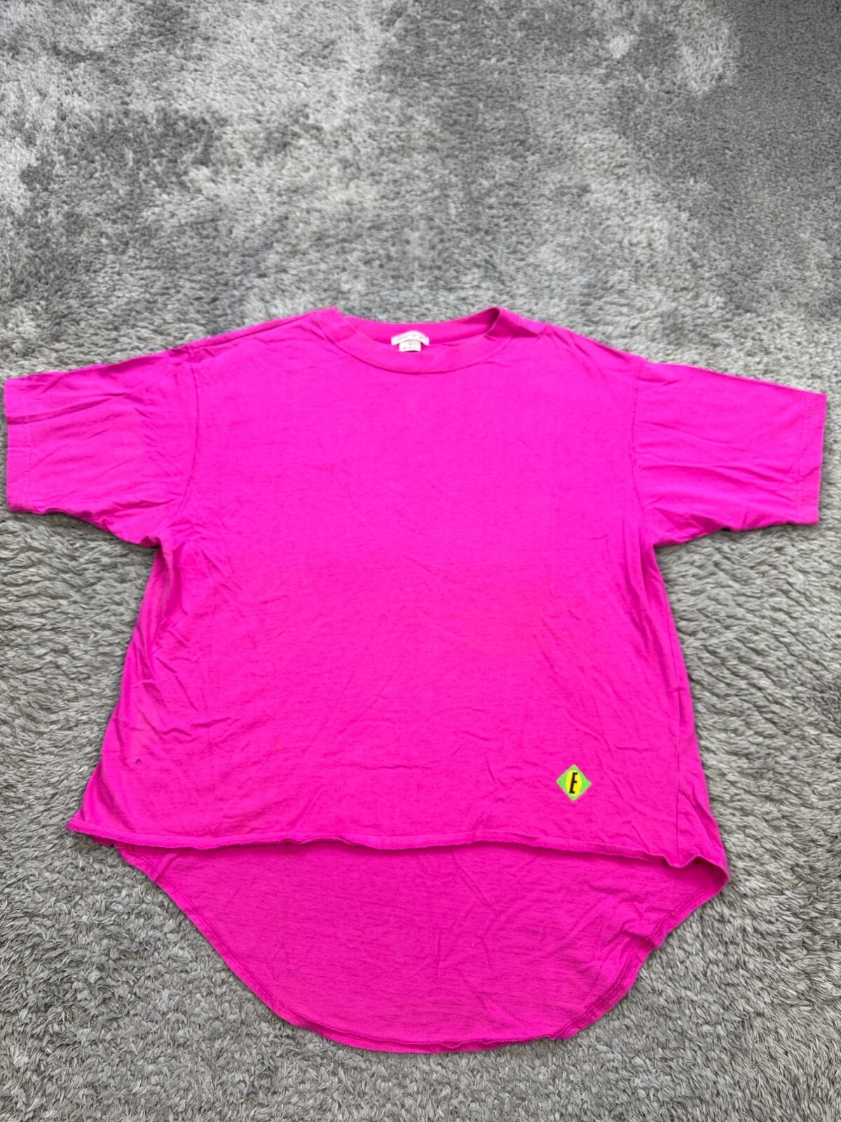 Vtg Espirt Top Women Medium Fuchsia Pink Hi Low Short Sleeve Crewneck Shirt Y2K