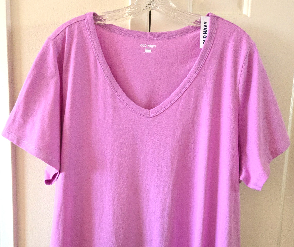 Old Navy Orchid Pinky Purple Cotton Jersey V-Neck T-shirt 3XL 22 24 XXXL 3X