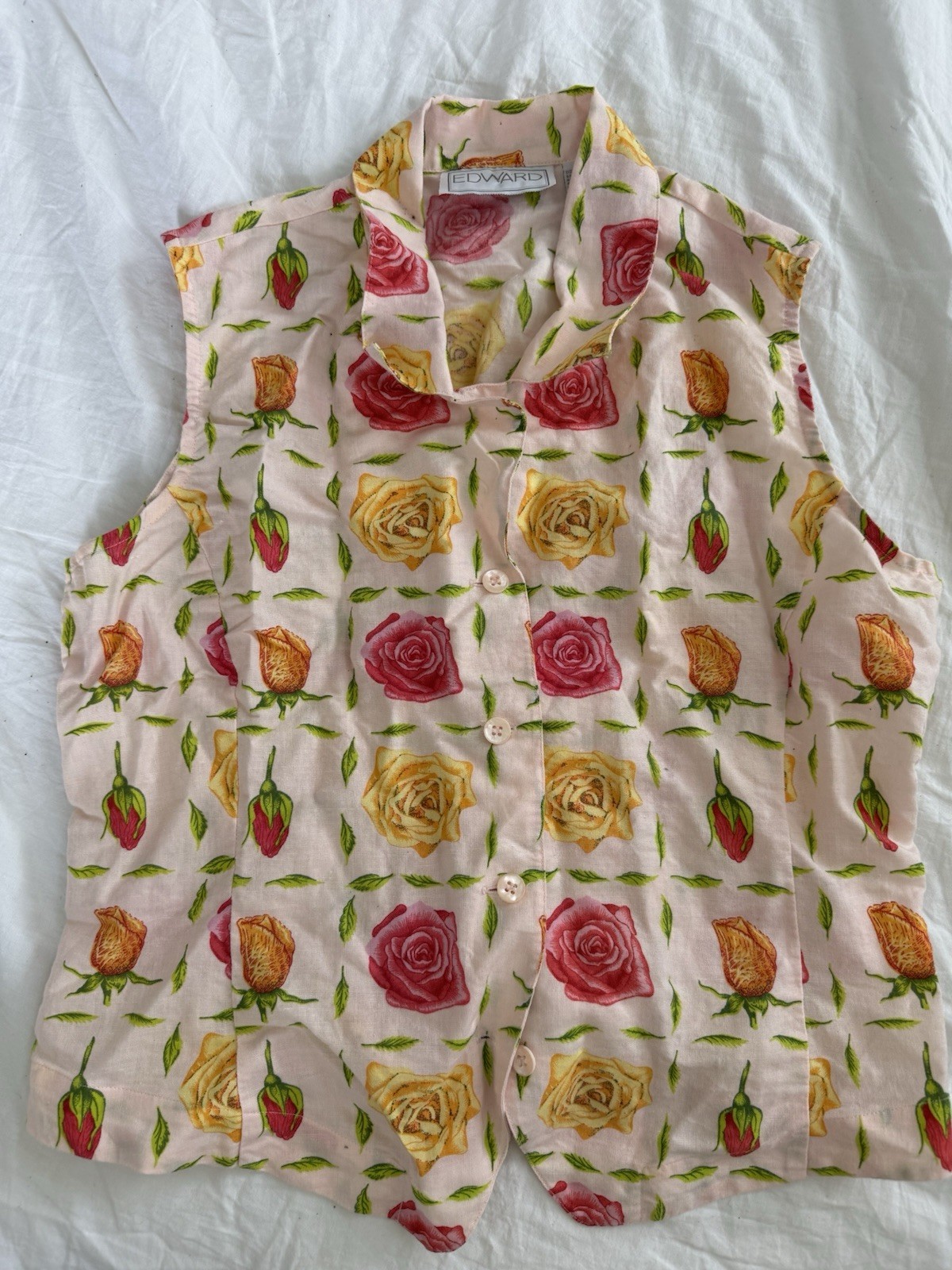 Edward Floral Collared Button Blouse Women’s L Vintage Grandmacore Cottagecore