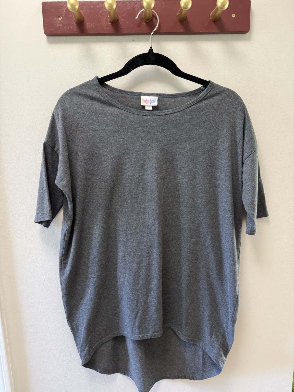 LuLaRoe Gray Solid Tunic T-Shirt XXS Short Sleeve