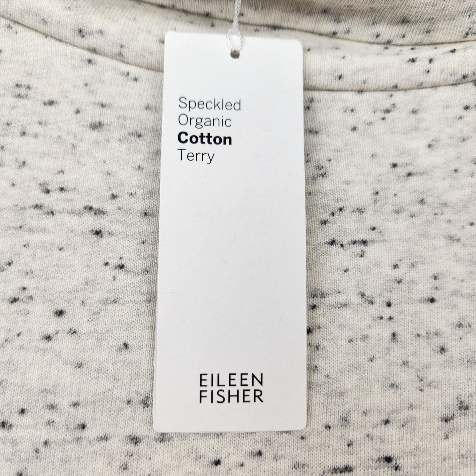 Eileen Fisher Speckled Organic Cotton Terry Funnel Neck Tunic Pearl L New w Tags