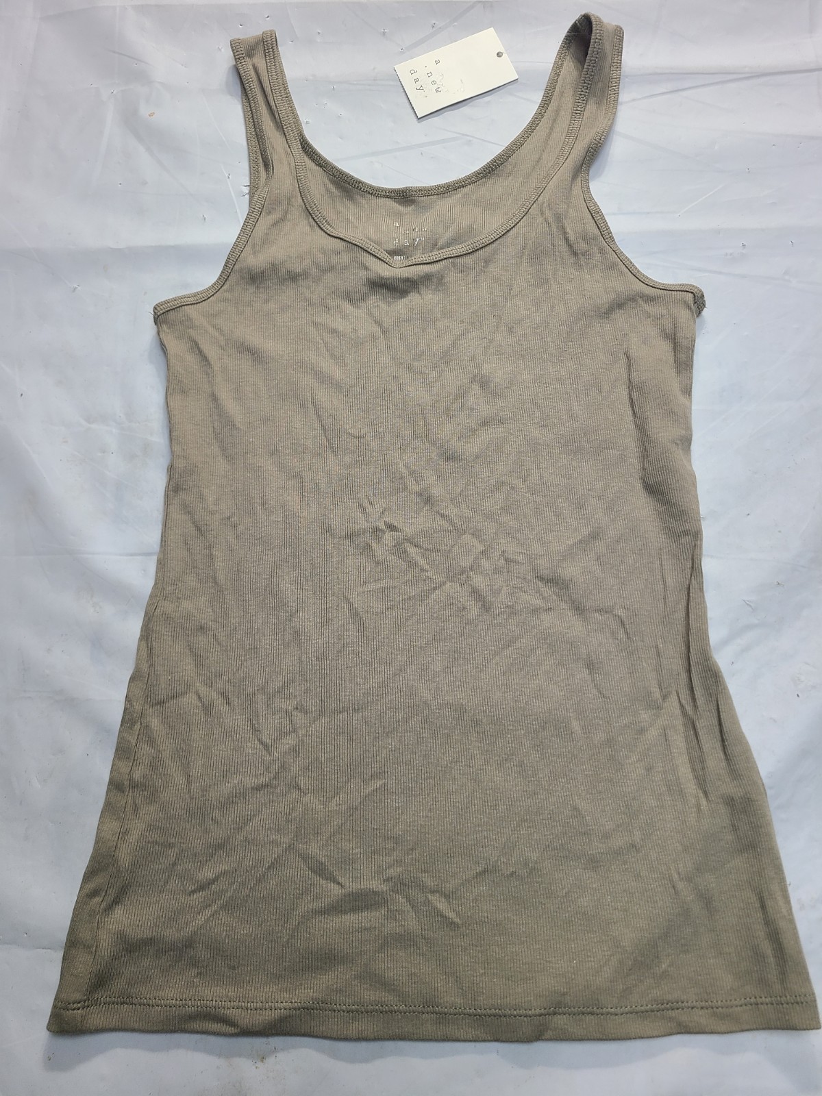 Women’s Slim Fit Layered Tank Top A New Day Brown Cotton Modal Spandex Size S