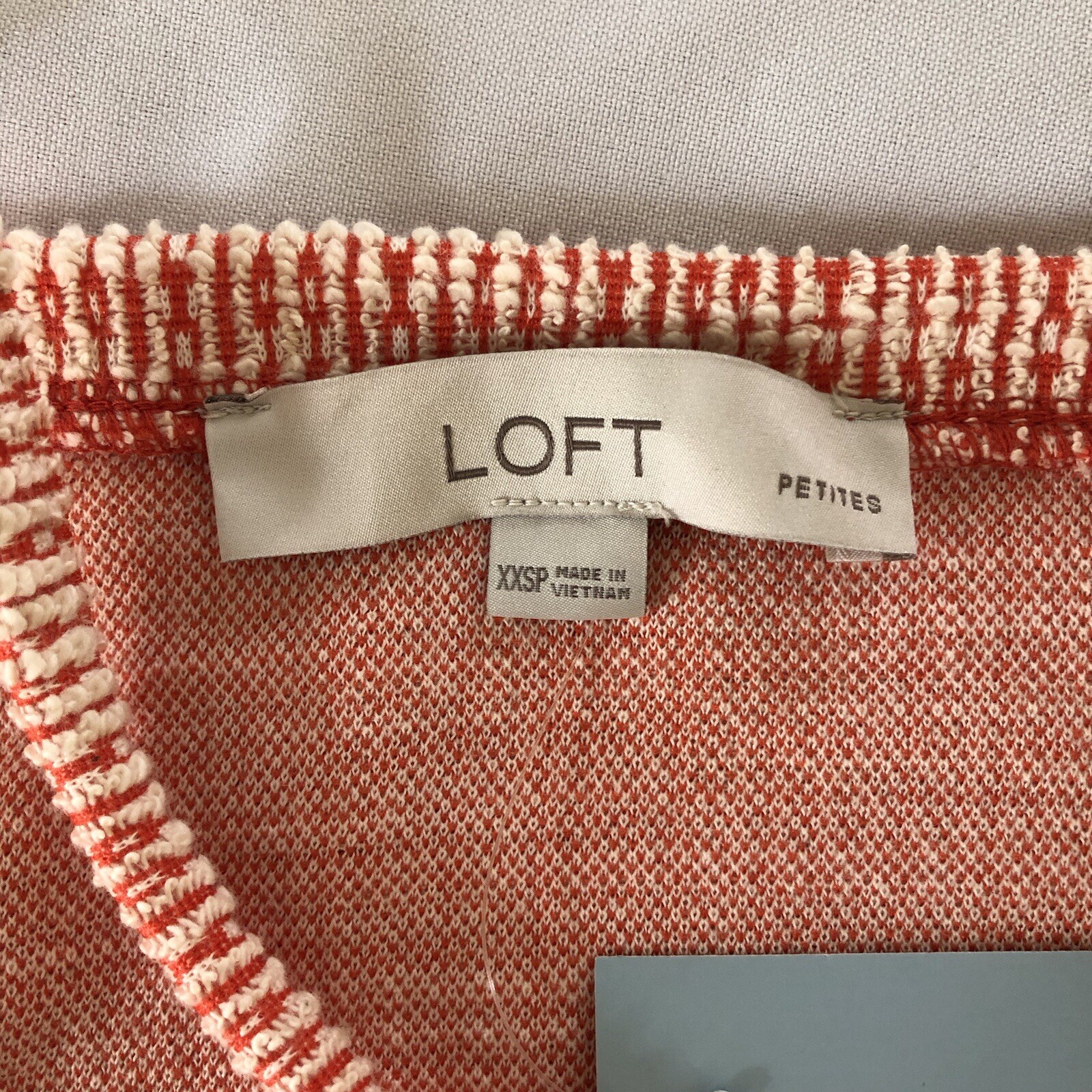 Loft Cropped Waist Length TankTop – Orange & White – Textured Cotton Blend – XXS