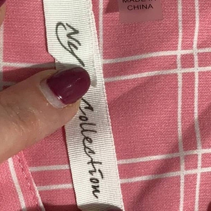 NY Collection Pink 3/4 Long Sleeve Plaid Button Front Top Size Large