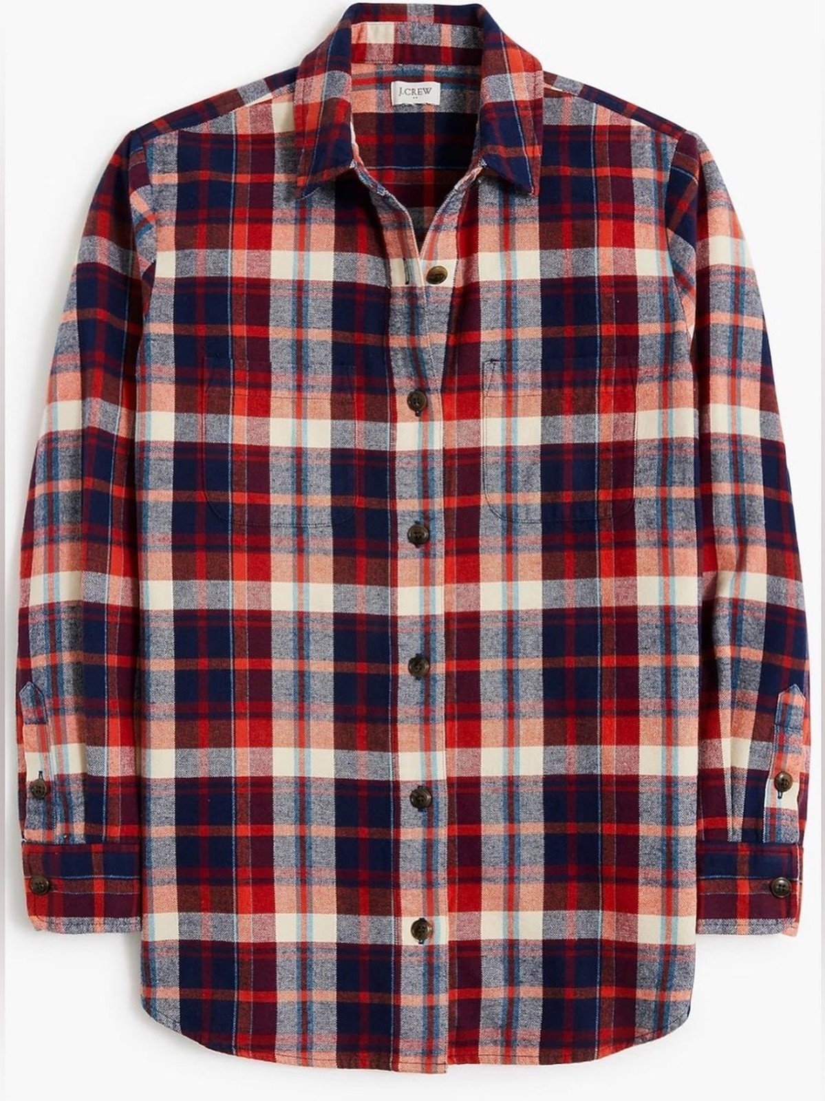 J.Crew Factory Plaid Flannel Shirt-Jacket Red & Navy Size PL