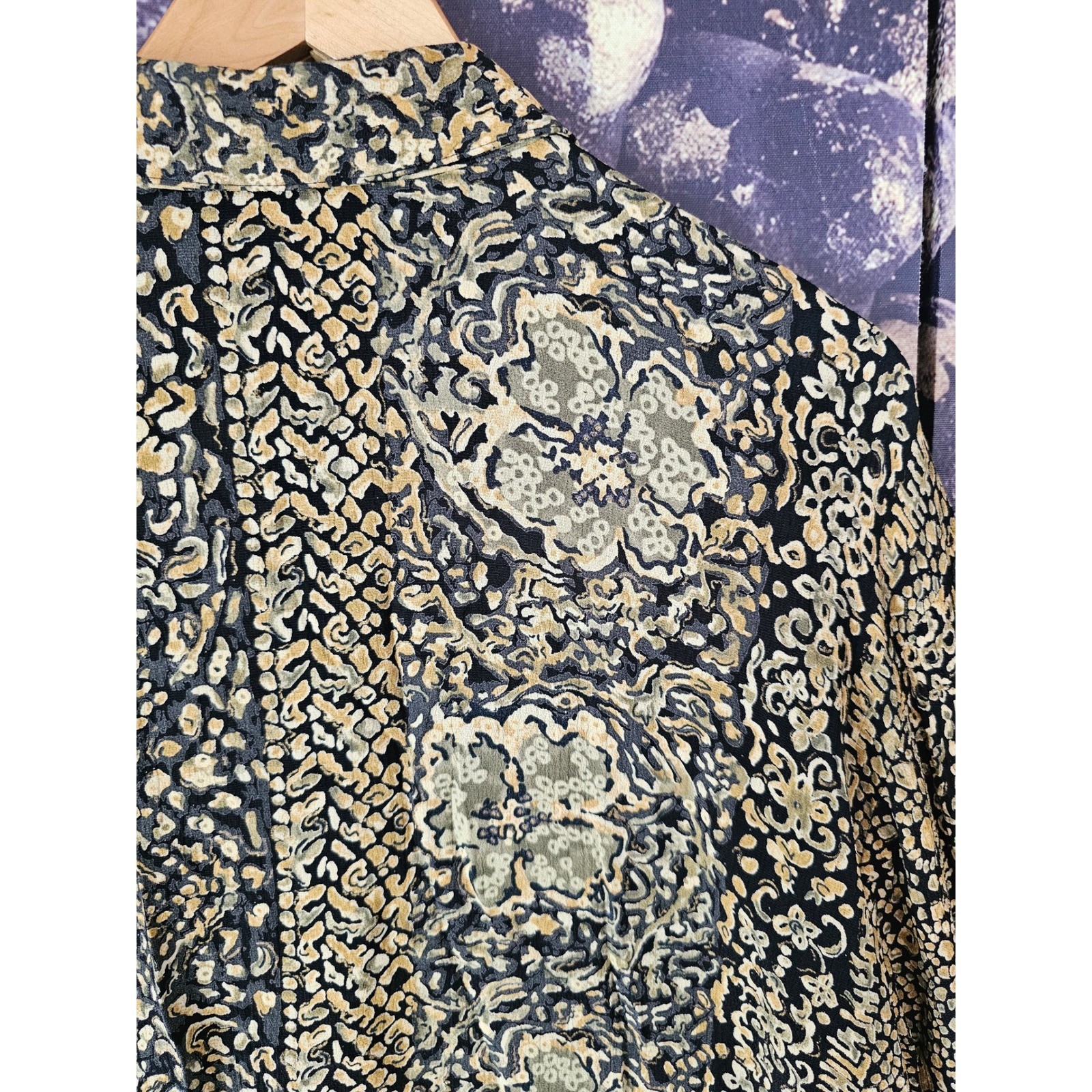 Carole Little Vintage Floral Print Button Down Long Sleeve Blouse Size 12