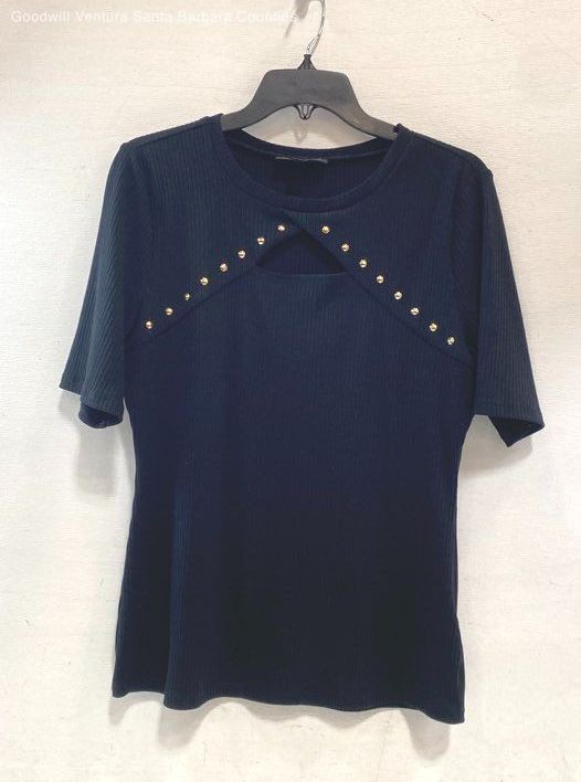 I.N.C. International Concepts Women’s Studded Cutout Black Top Size Large