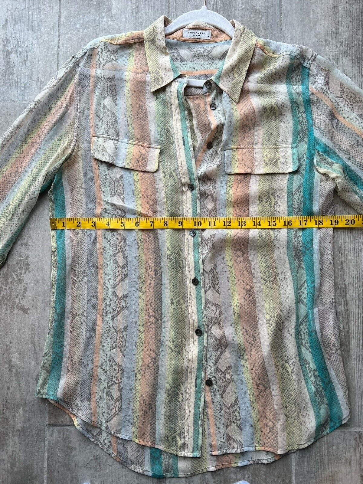 EQUIPMENT FEMME 100% Silk Snake Print Sheer Long Sleeve Button Blouse Designer M