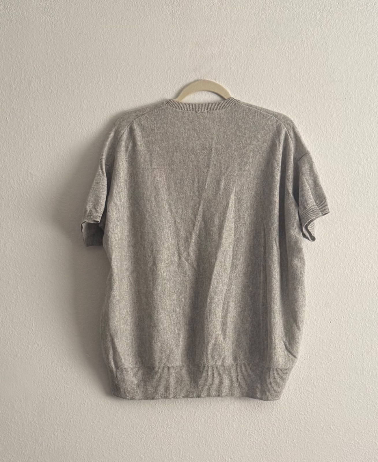 C.T.plage Light Gray Casual Short Sleeve Pullover Cashmere Top Size 36