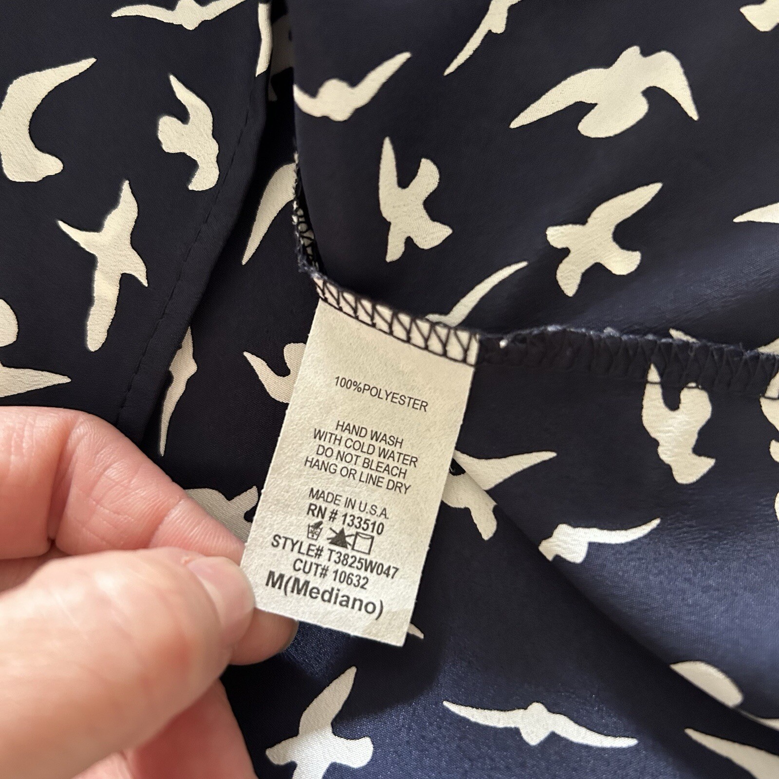 Sweet Claire – Navy Bird Print Sleeveless Tunic Shirt – Size M 🇺🇸USA Made🇺🇸