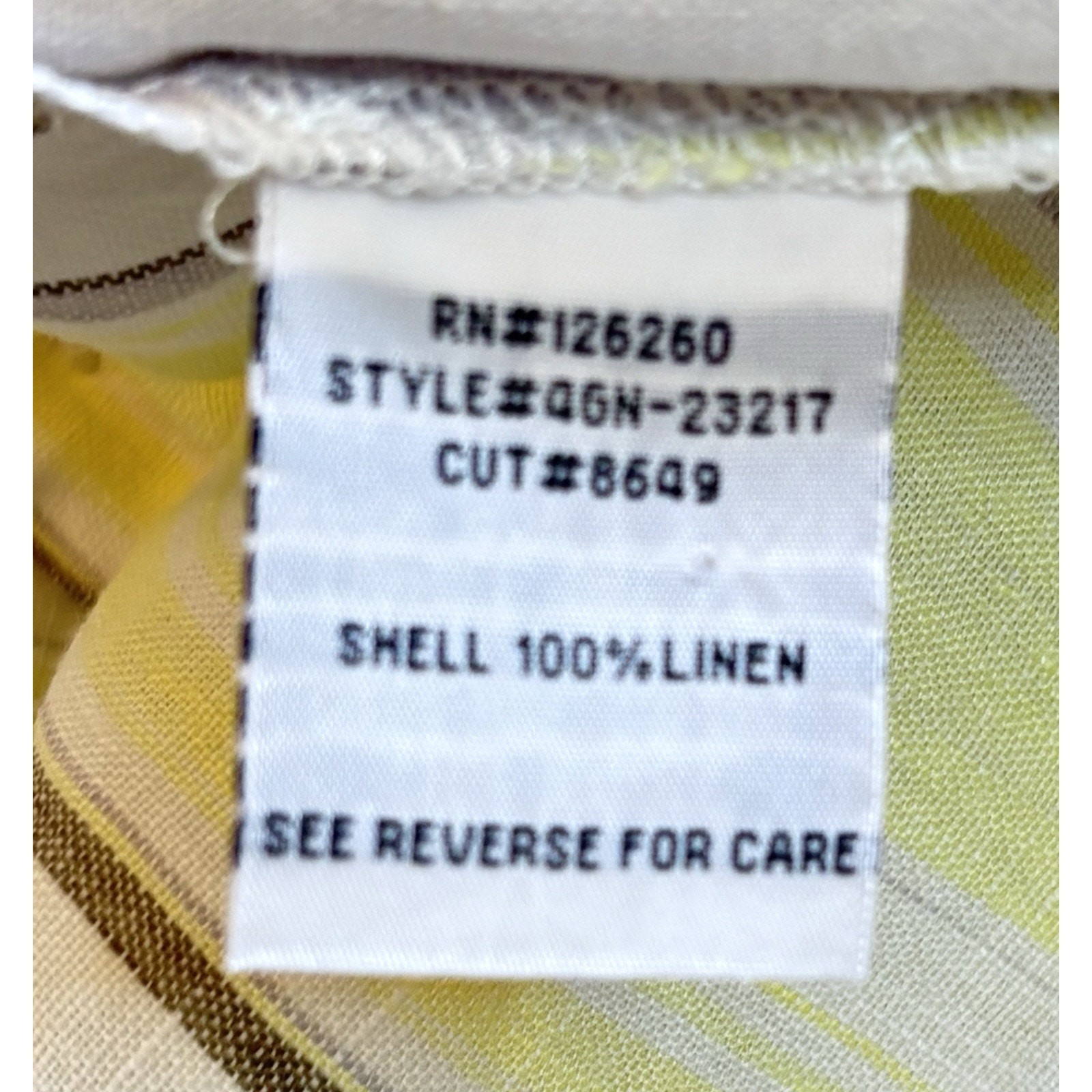 Velvet Heart 100% Linen Button-Up Shirt Sz S Women White Yellow Gray Roll Tab