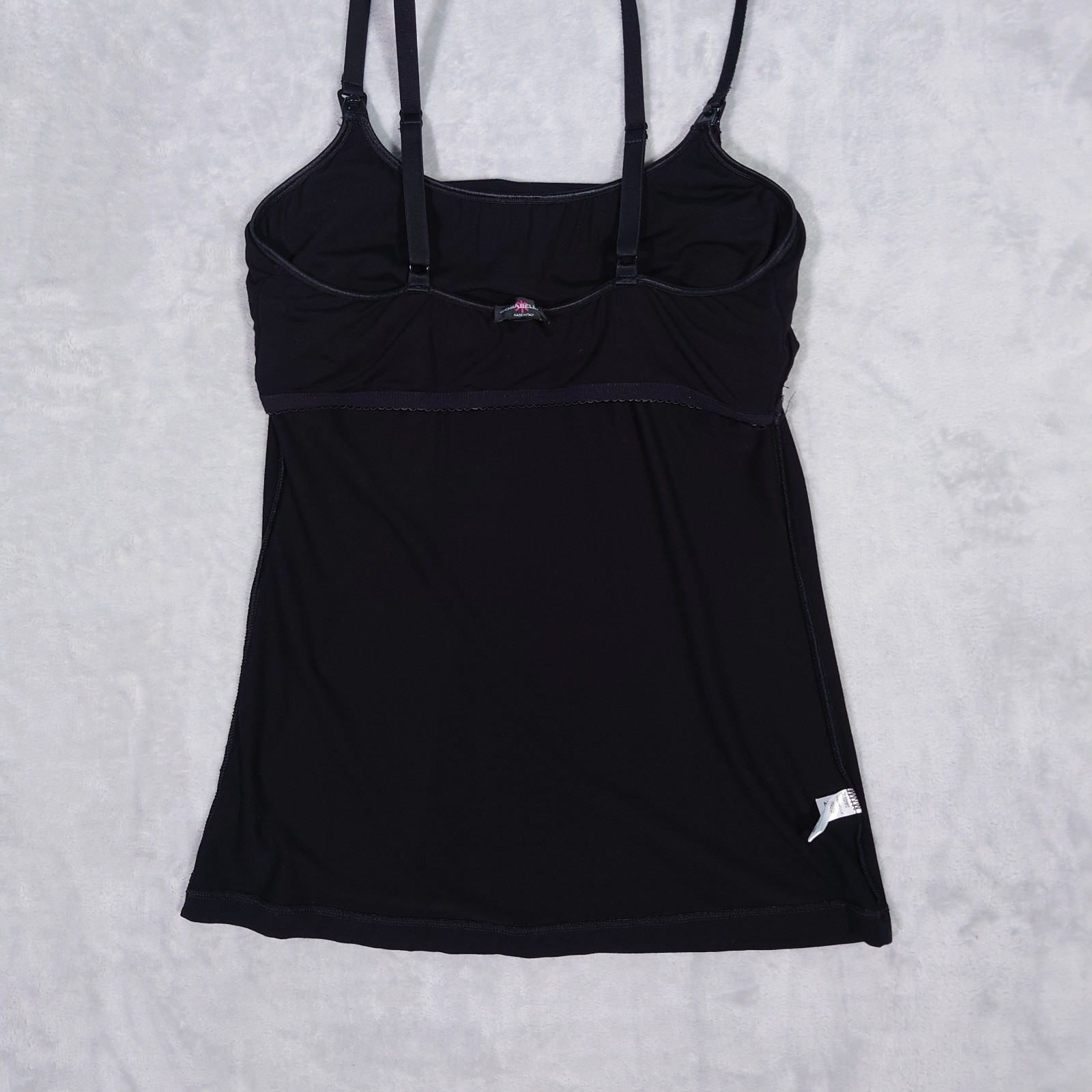 Cosabella Cami Top Sz M Built In Shelf Breastfeeding Clip Open Tank Black Italy