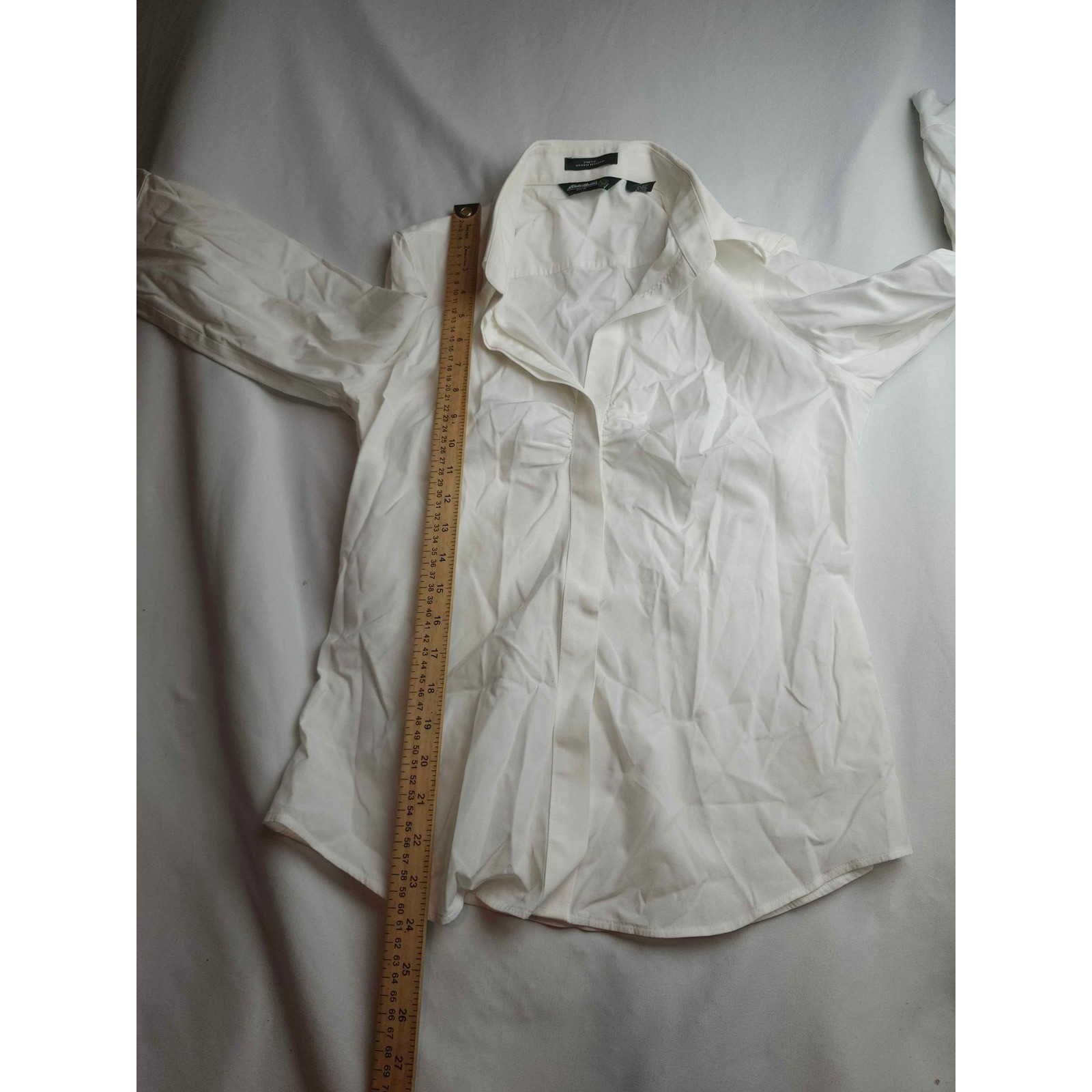 Eddie Bauer Womens White Stretch Wrinkle Resistant Button Down Shirt Small