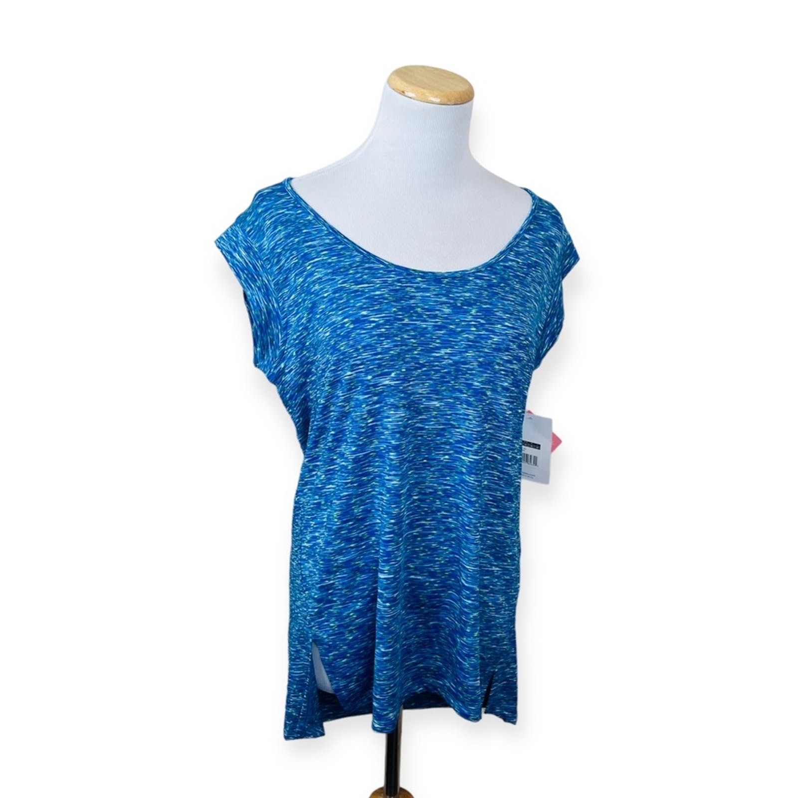 MARIKA Women’s Blue Short Sleeve Activewear Shirt MEDIUM NWT Scoop Neck Tunic