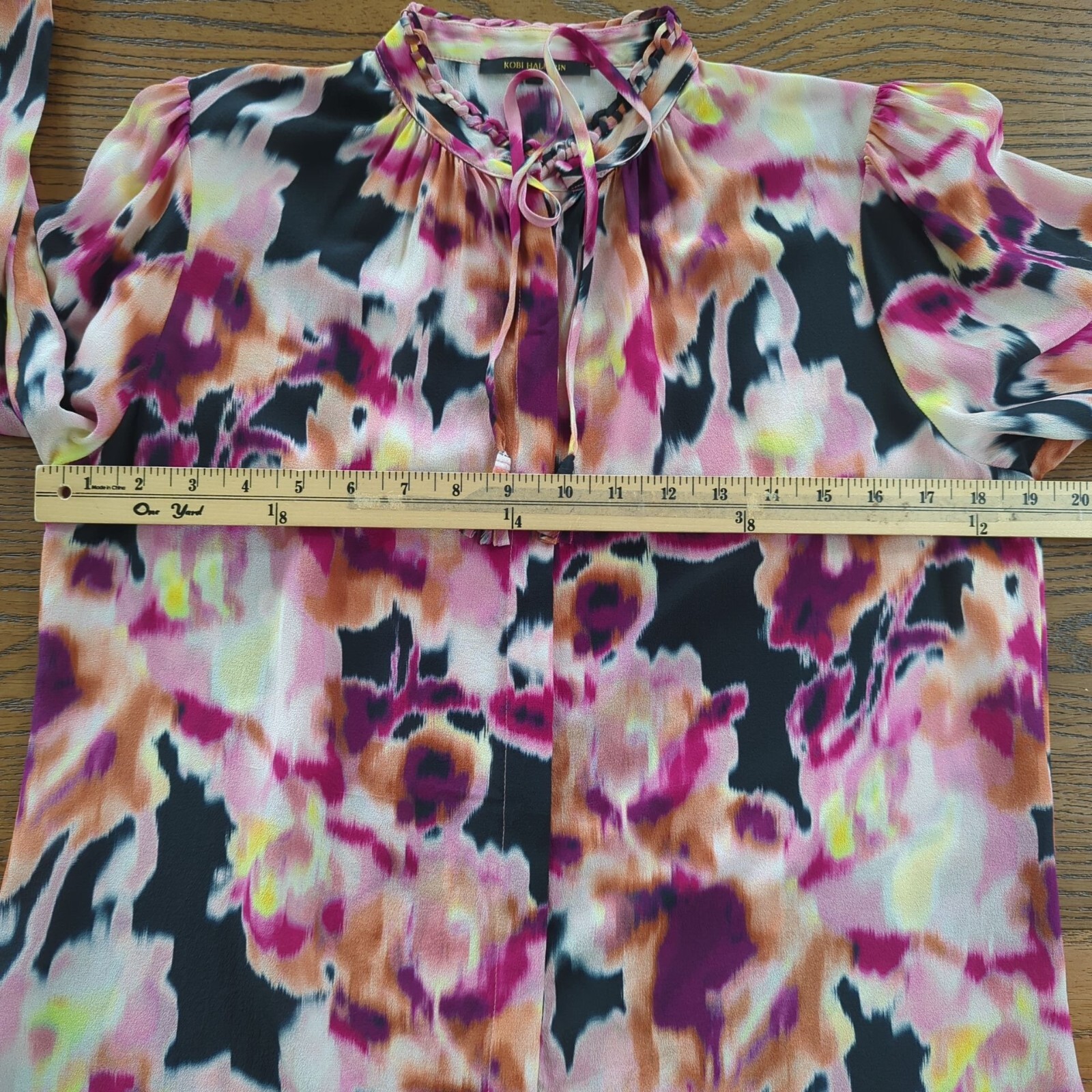 Kobi Halperin Mabel abstract Floral art career soft elegant silk blouse size S
