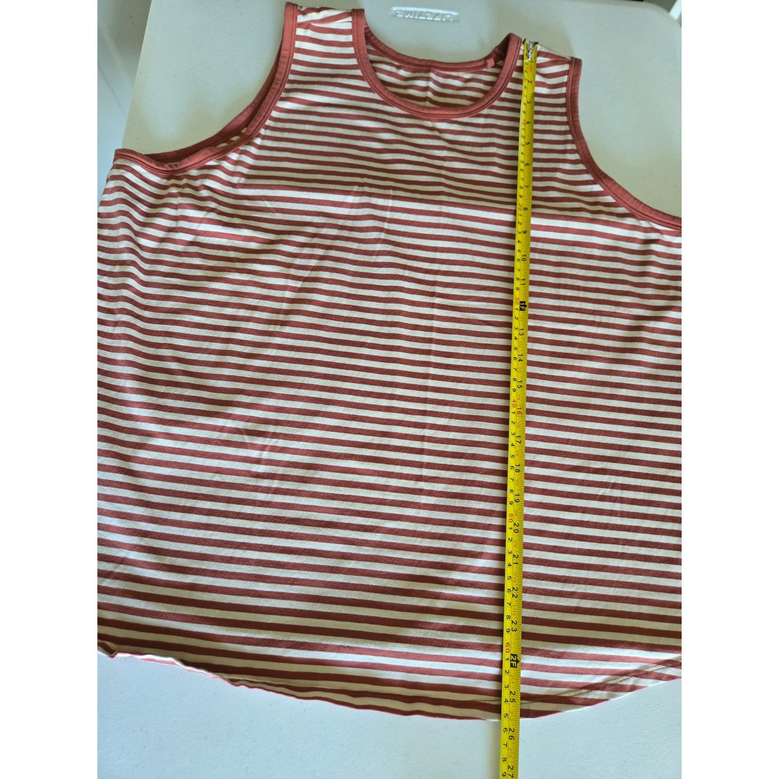 Universal Standard Rust White Striped Pima Cotton Tank Top Large Womens