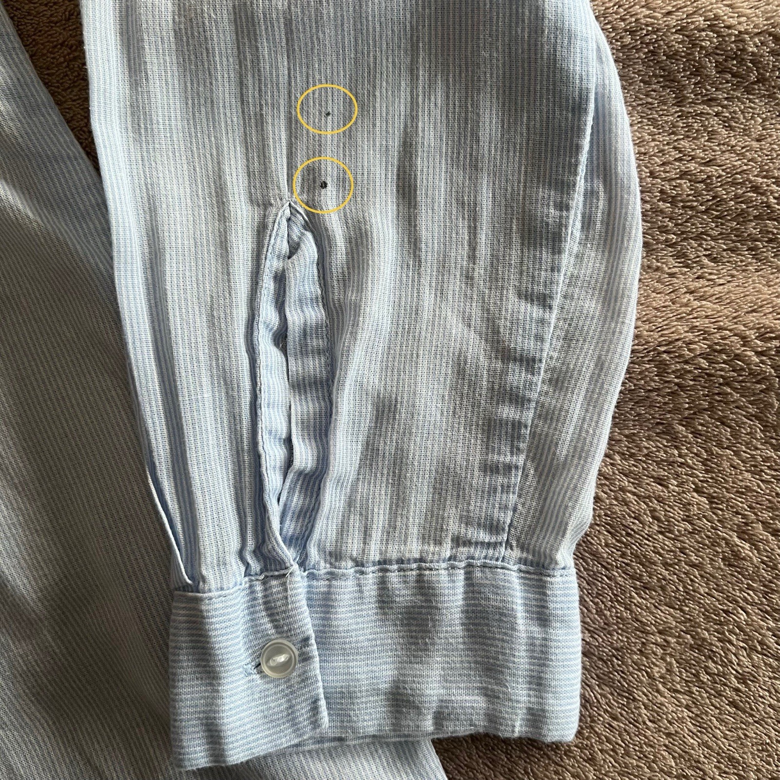 H&M Divided Light Blue Stripe Cotton Long Sleeve Shirt in UK 10 *exc cond*