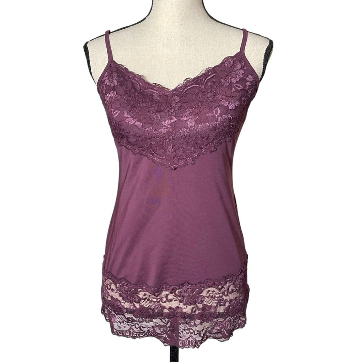 Y2K Studio Y Womens Medium Purple Lace Trim Cami Tank Top Babydoll Fairy Grunge