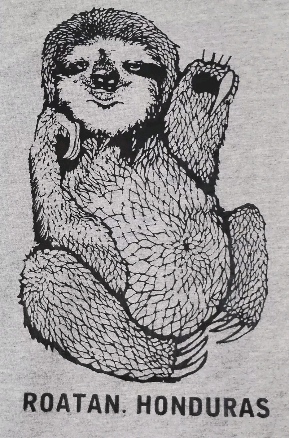 Roatan Honduras T Shirt Womens Medium Gray Sloth Beach Island Travel