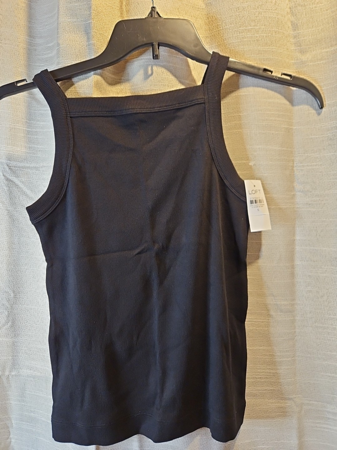 NEW LOFT Perfect Ribbed Square Neck Women Black Tank Top Small Style 751426