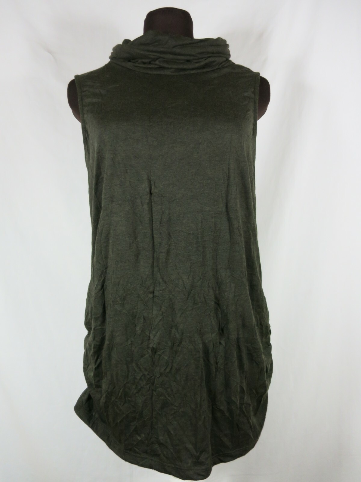 Apropos Brown Sleeveless Tunic Top Ruched Sides Cowl Neck Nomadic Traders MED