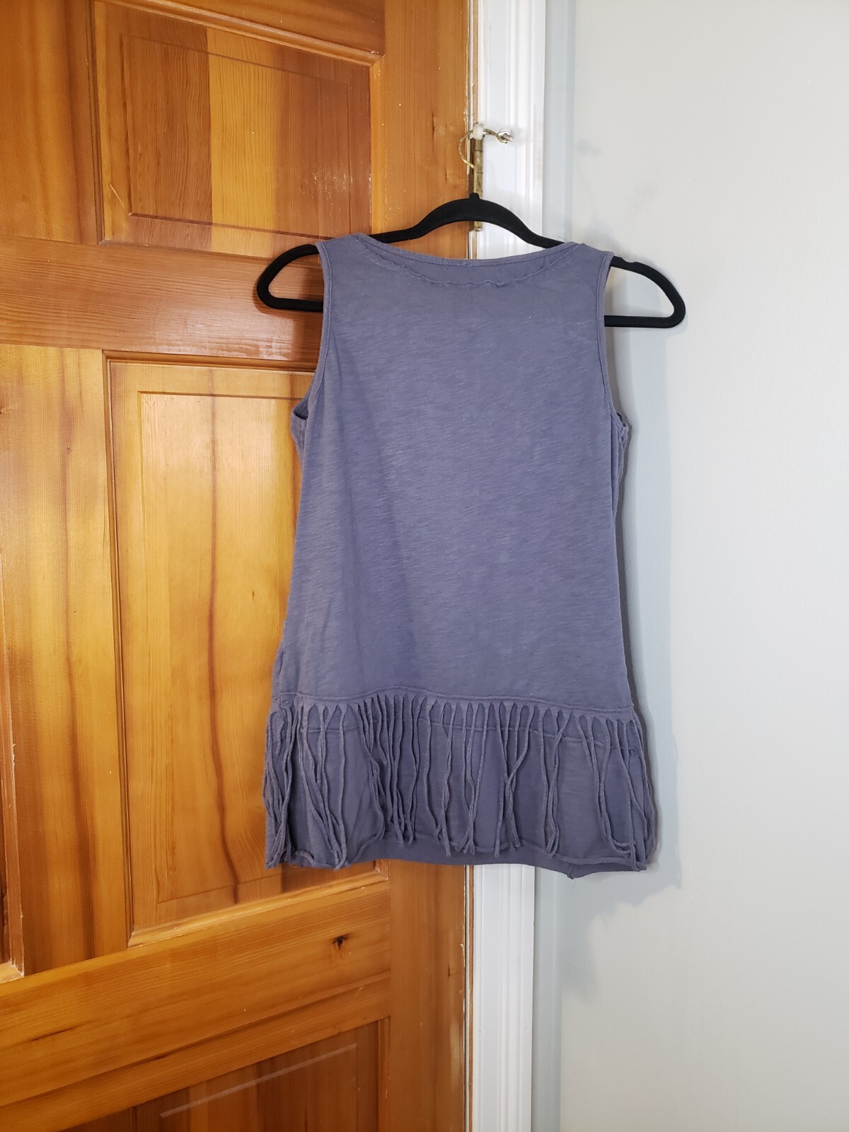 MurMur Women’s Fringed Sleeveless Top Indigo Blue Sz Medium