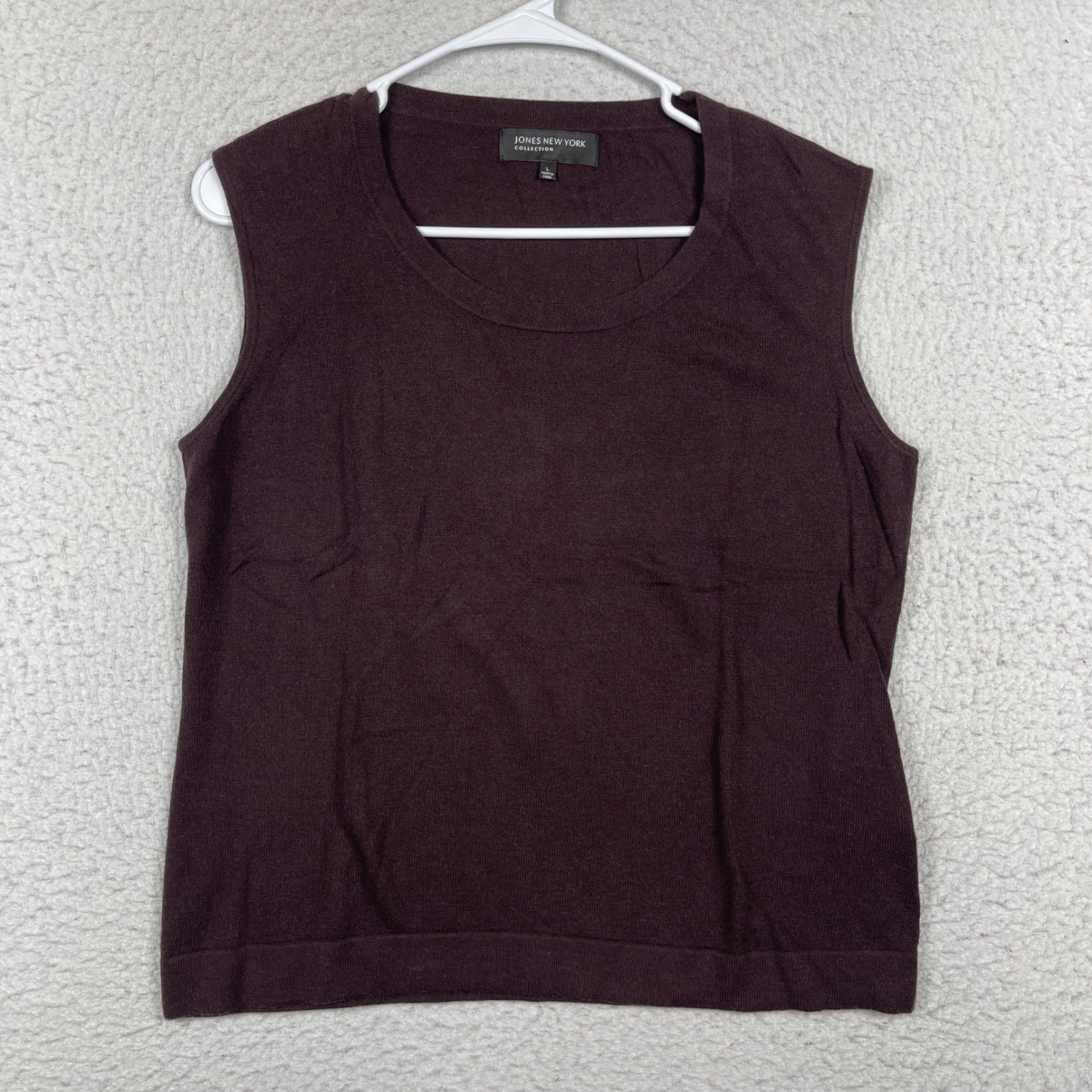 Jones New York Knit Tank Top Womens Large Purple Sleeveless Scoop Neck Casual