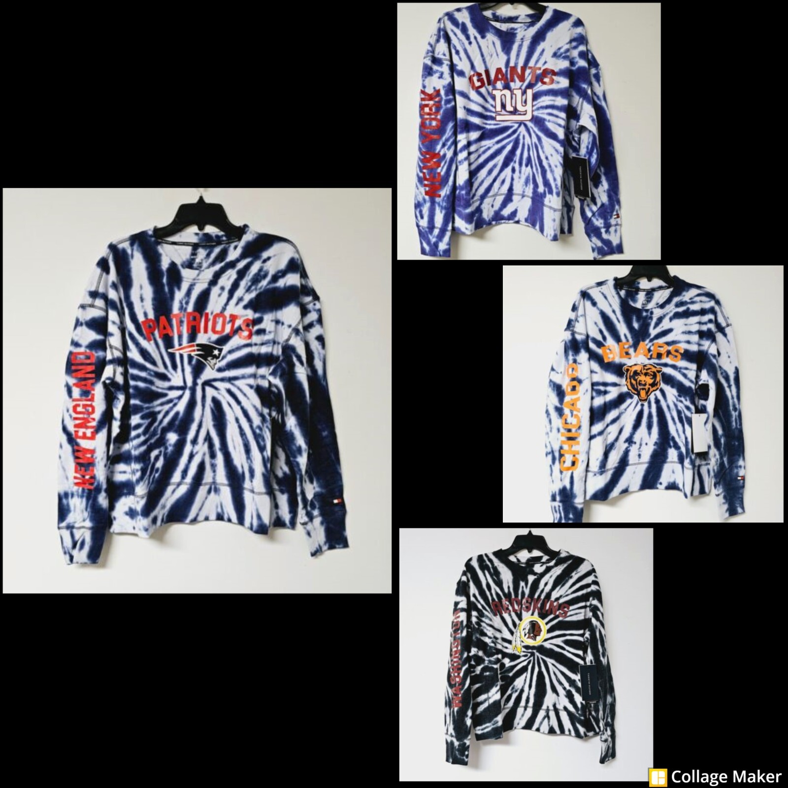 NFL Tommy Hilfiger Ladies Tie Dyed Crew Neck Top – Choose Team / Size – NWT