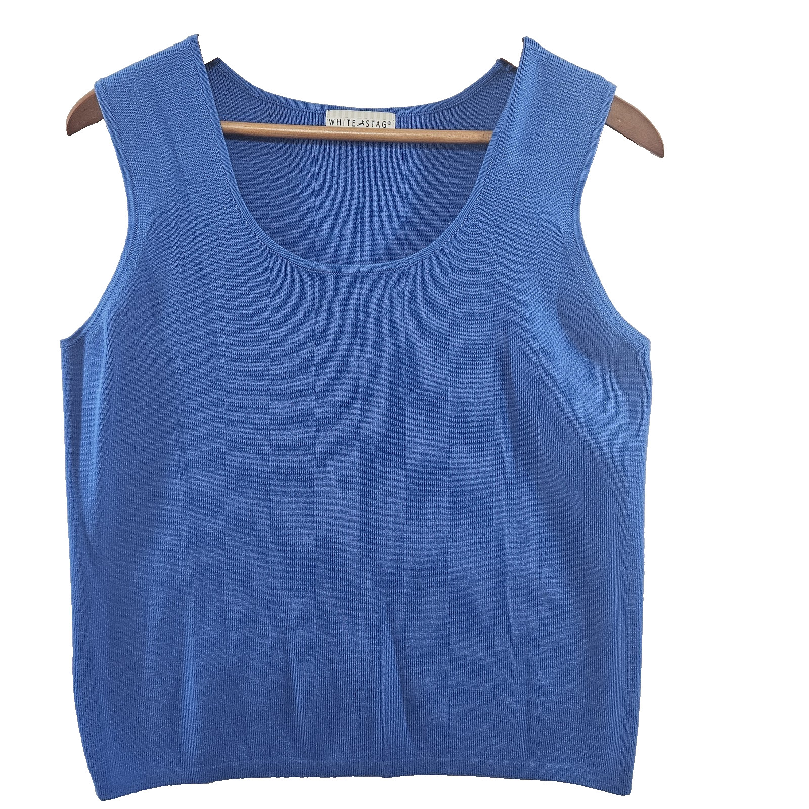 Womens Blue Sleeveless Capsule Tank Shell Top Size L 12-14 Y2K Acrylic Blend