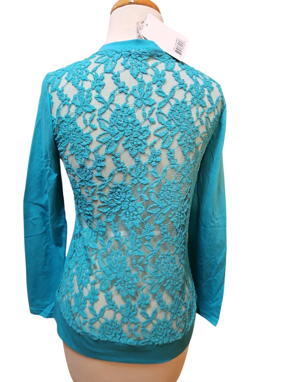 Sofra Cardigan Lace Women M Green Long Sleeve Floral Lightweight Travel Boho New