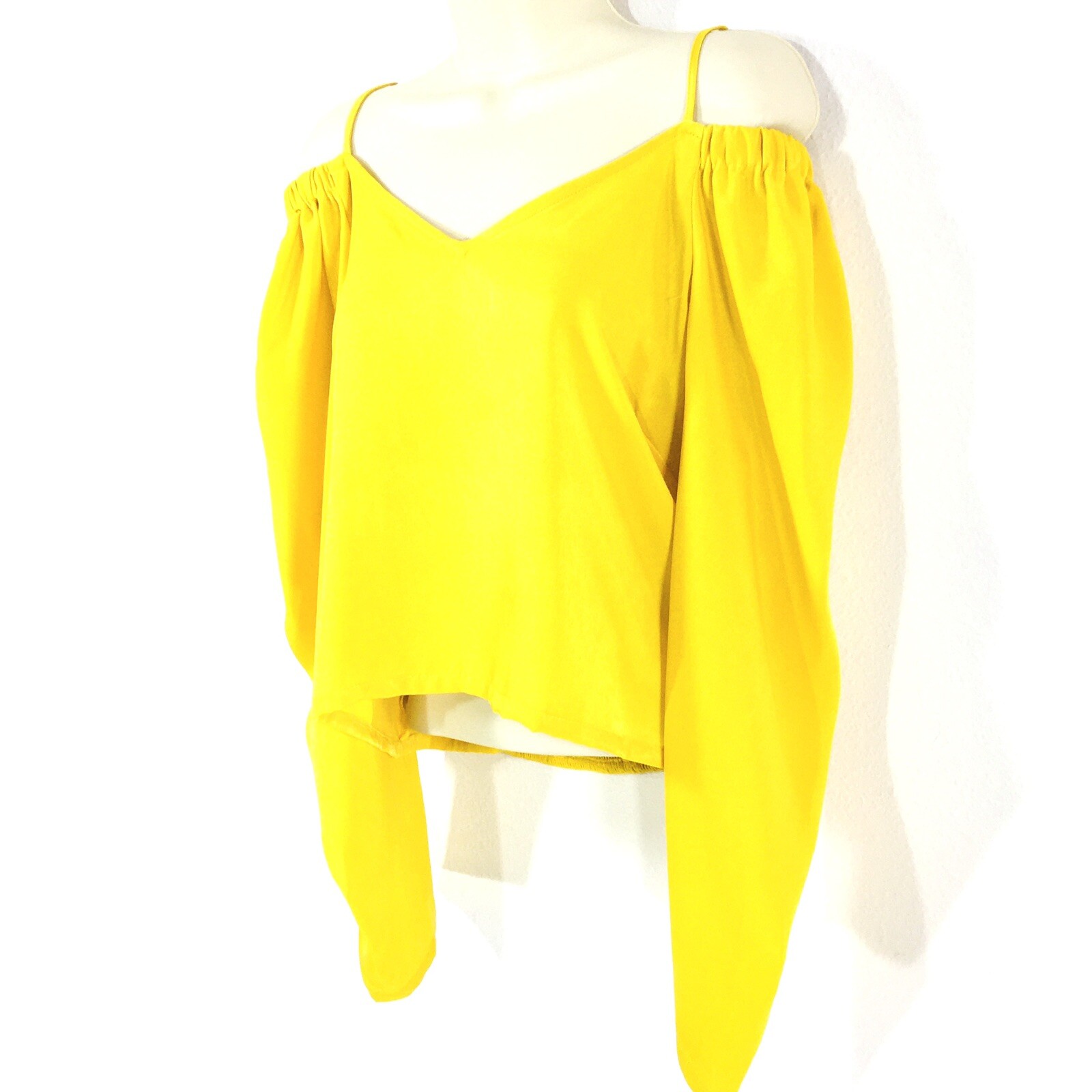 DKNY Off Shoulder Satin Top Sz L Smocked Back Adjustable Straps NWT
