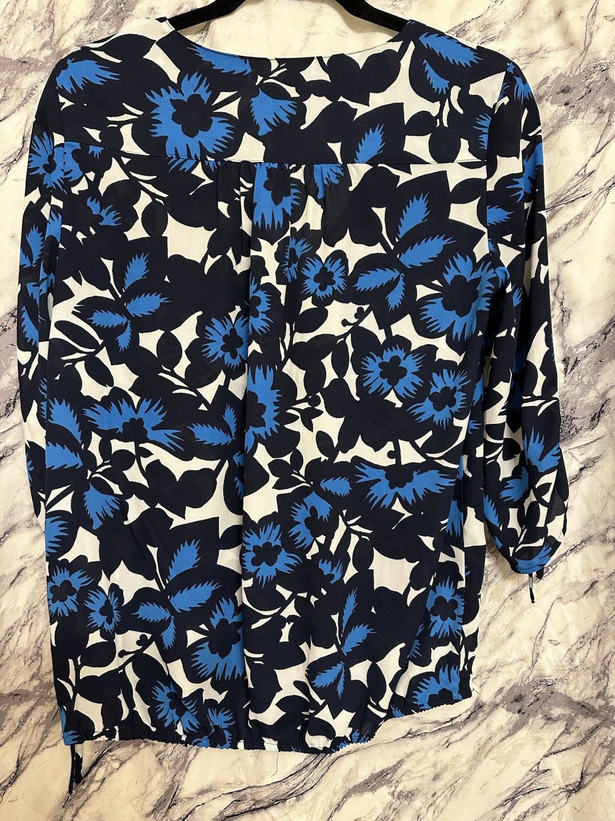 Soho Jeans New York & Company – Floral Blouse 3/4 Scrunch Sleeve – S