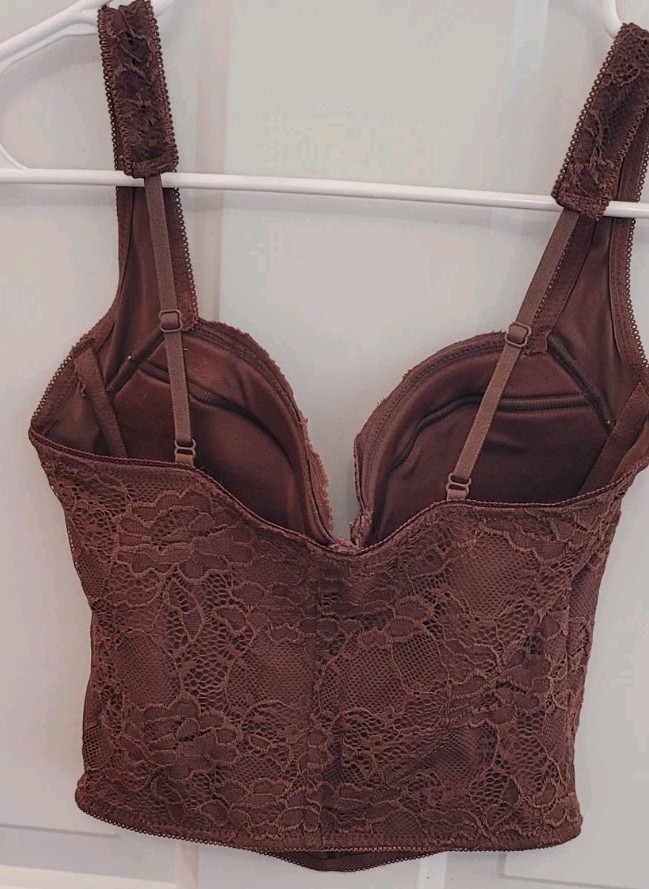 Reoria Womens Size Medium Double Lined Cropped Tank Top Brown