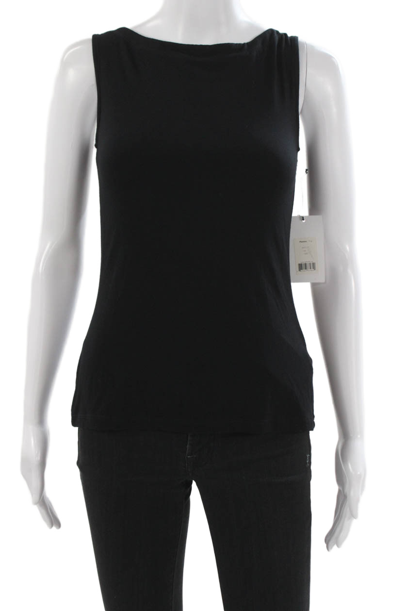 Bailey 44 Women Black Rayon Blend Boat Neck Sleeveless Basic Tank Size S