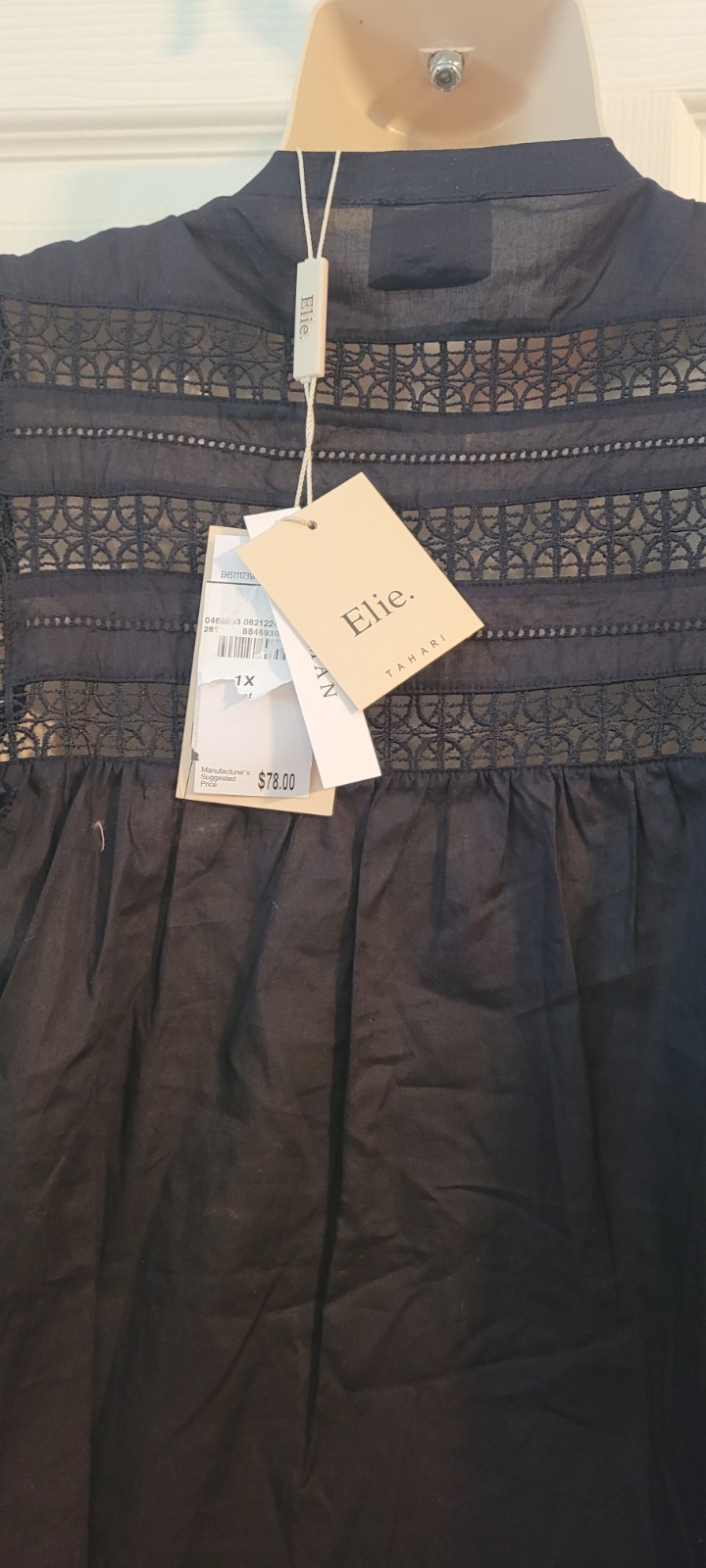 Elie Tahari Lace Bottice Black Top Size 1X