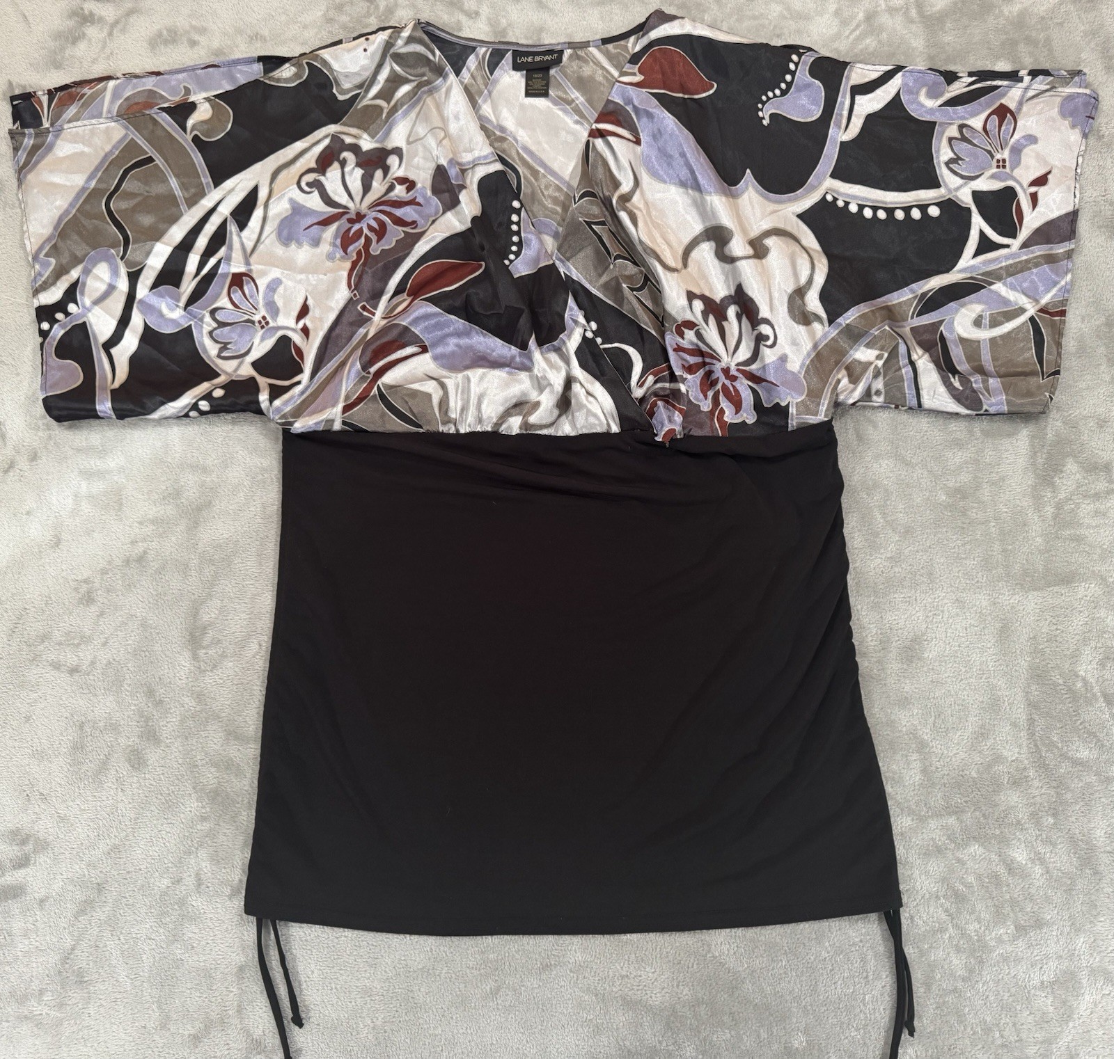 Lane Bryant Shirt Womens Plus 18 20 Surplice V Neck Tunic Split Sleeve Stretch