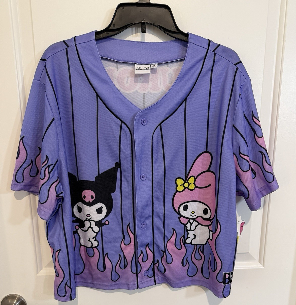 NWT Sanrio Kuromi My Melody Women’s Graphic Baseball Jersey Purple Pink XL