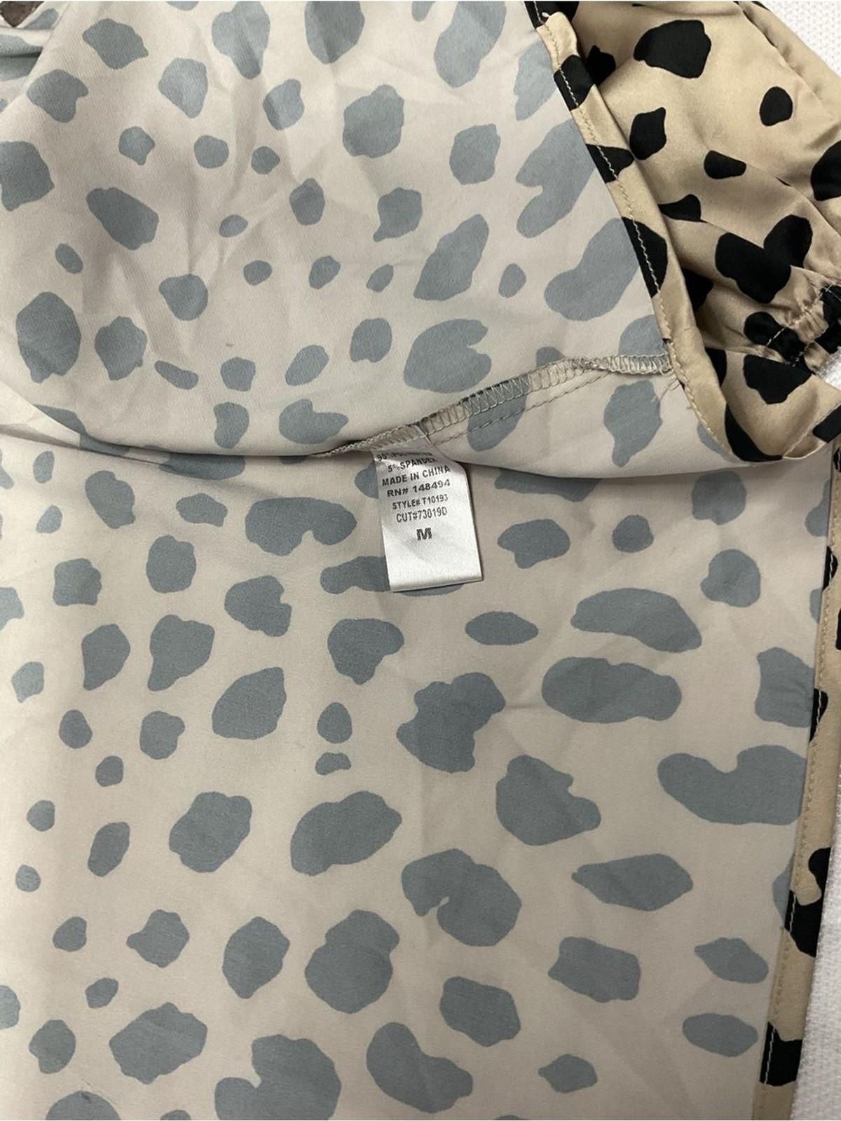 Windsor Black and Beige Leopard Tie-Front Long Sleeve Blouse