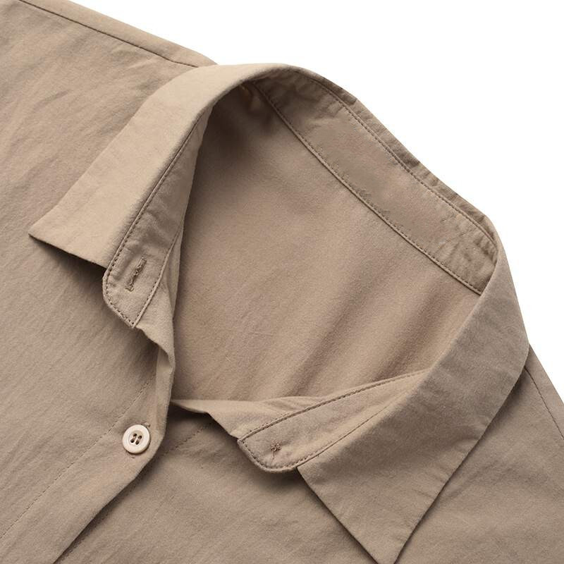 Womens Summer Shirts Casual Collared Long Sleeve Linen Cotton Button Blouse Tops