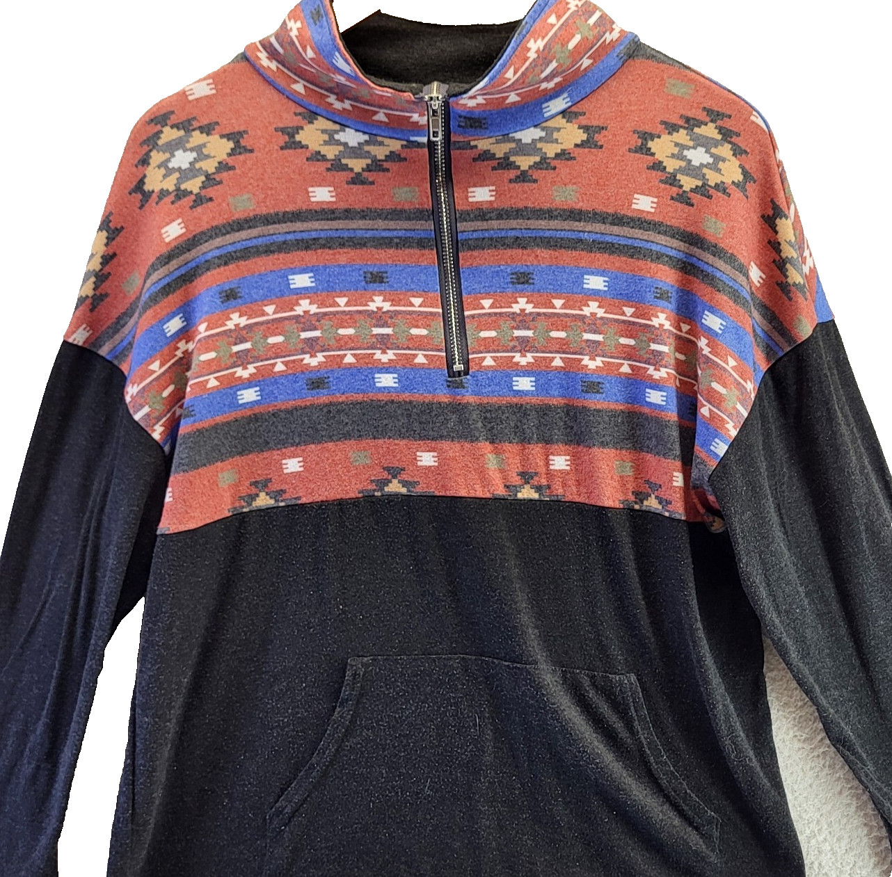 MIROL Aztec Shirt Womens Large Long Sleeve 1/4 Zip Sweat Shirt Santa Fe Style