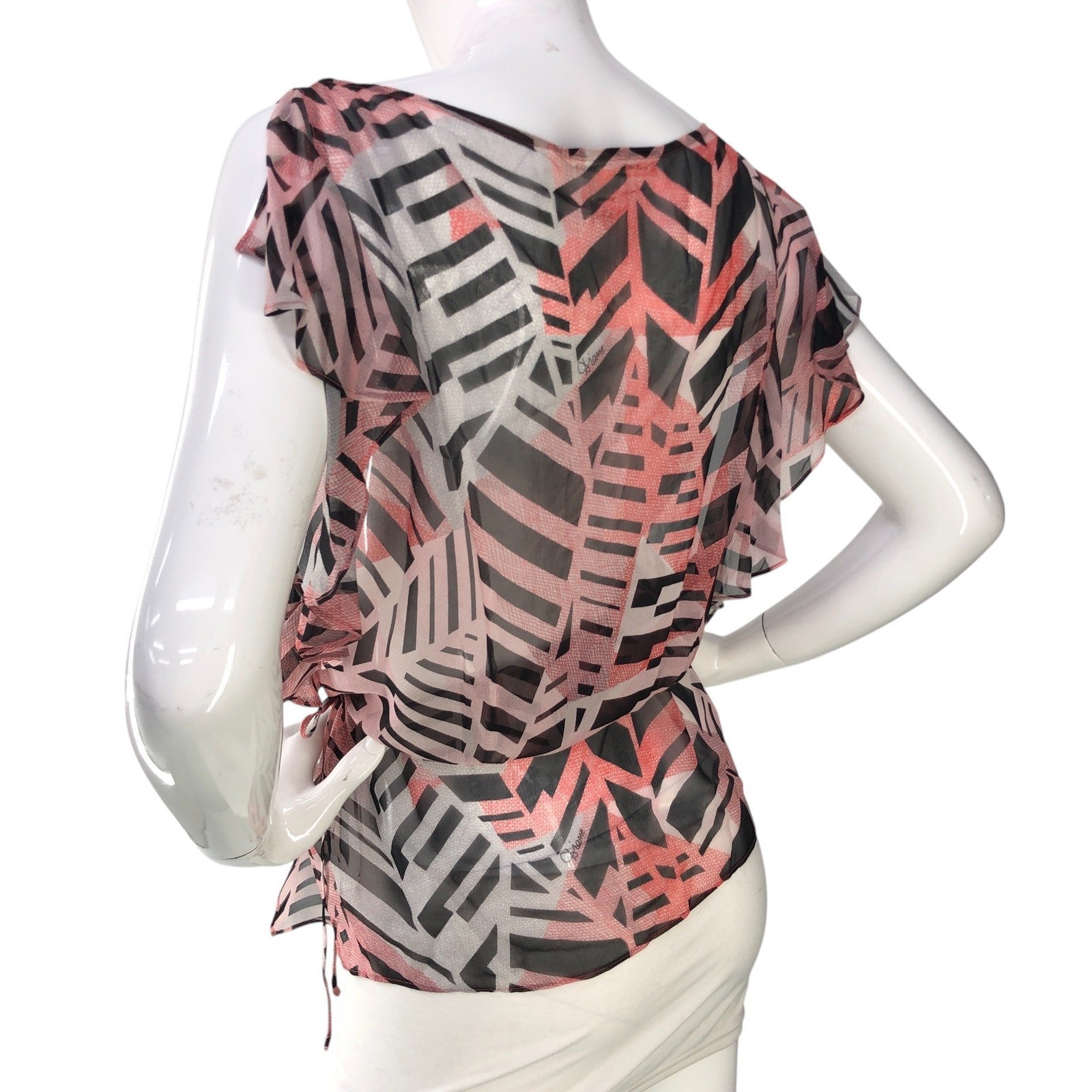 Diane Von Furstenberg DVF Womens Size 6 Top Sheer Drawstring Waist *NO CAMI