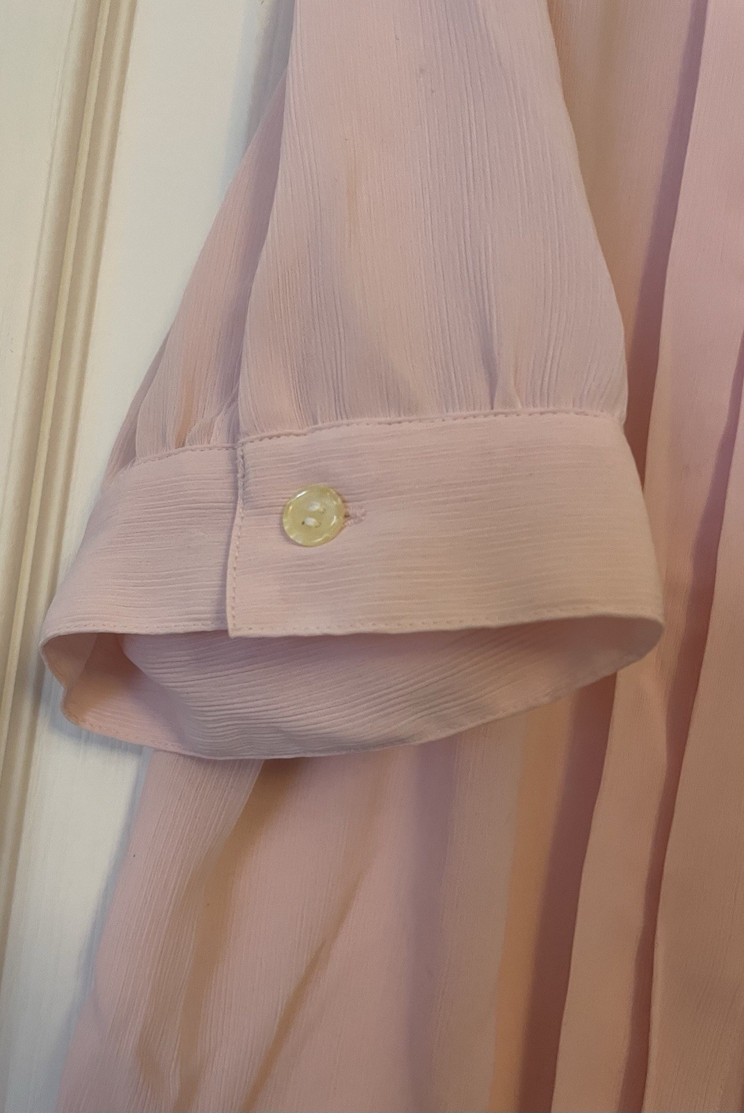 Pink Pastel Blouse Top Ivory Lace Collar 3/4 Sleeves Tucks Diversity Size 14