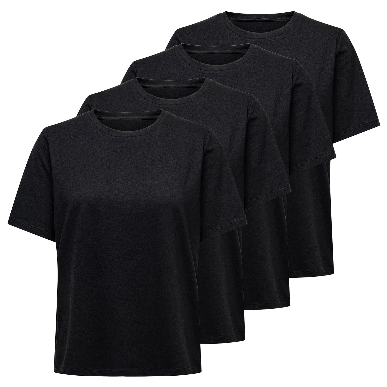 ONLY Women’s T-Shirt 4 Pack – ONLY TEE, Crew Neck, Cotton, Solid Color
