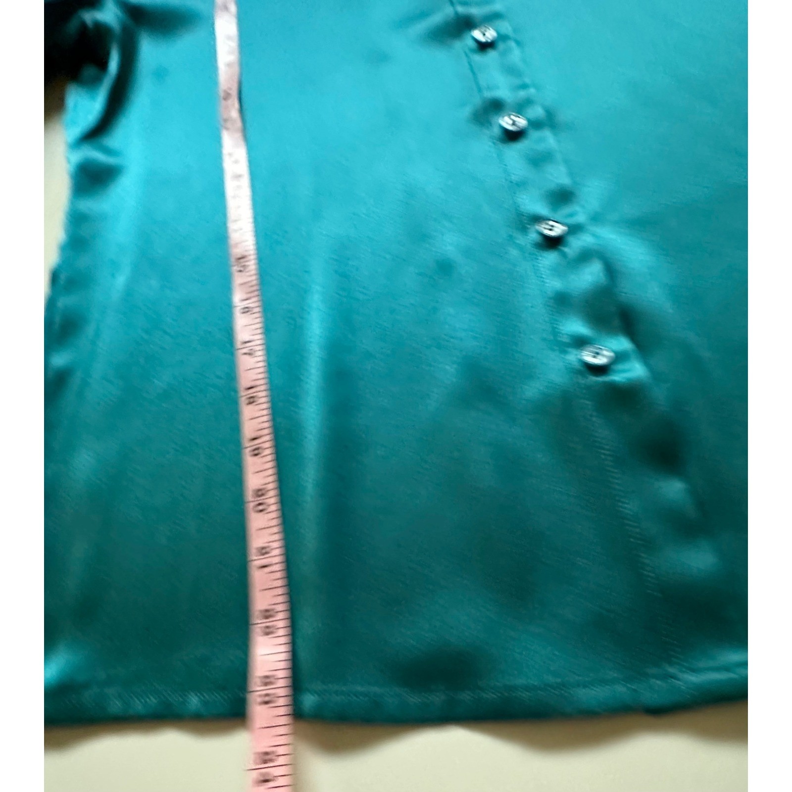 LilySilk Women 22 Momme Mulberry Silk Shirt Teal Green Button Up Blouse Size S