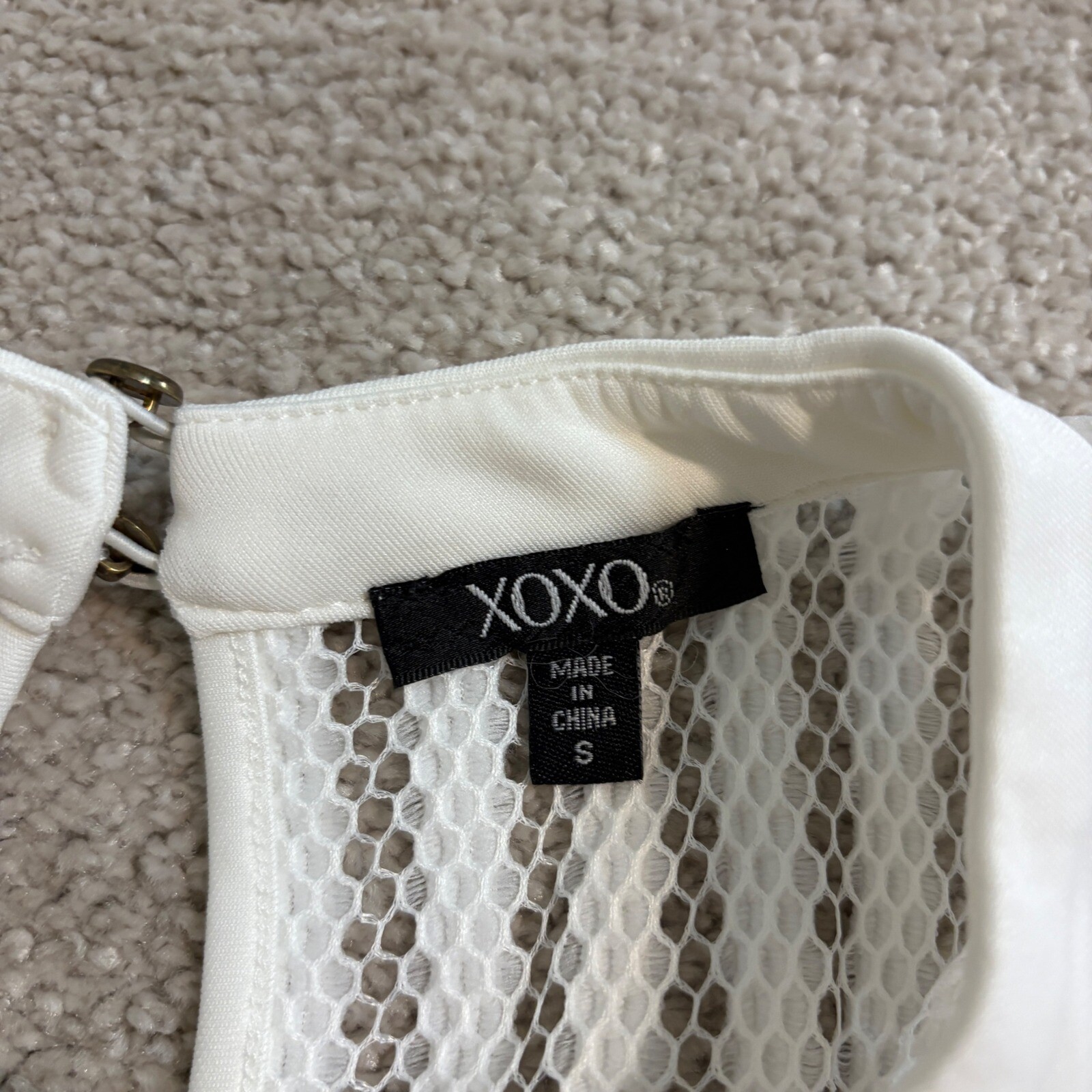 NWT XOXO White Sleeveless Top – Sheer Lace Overlay – Contemporary Style – S
