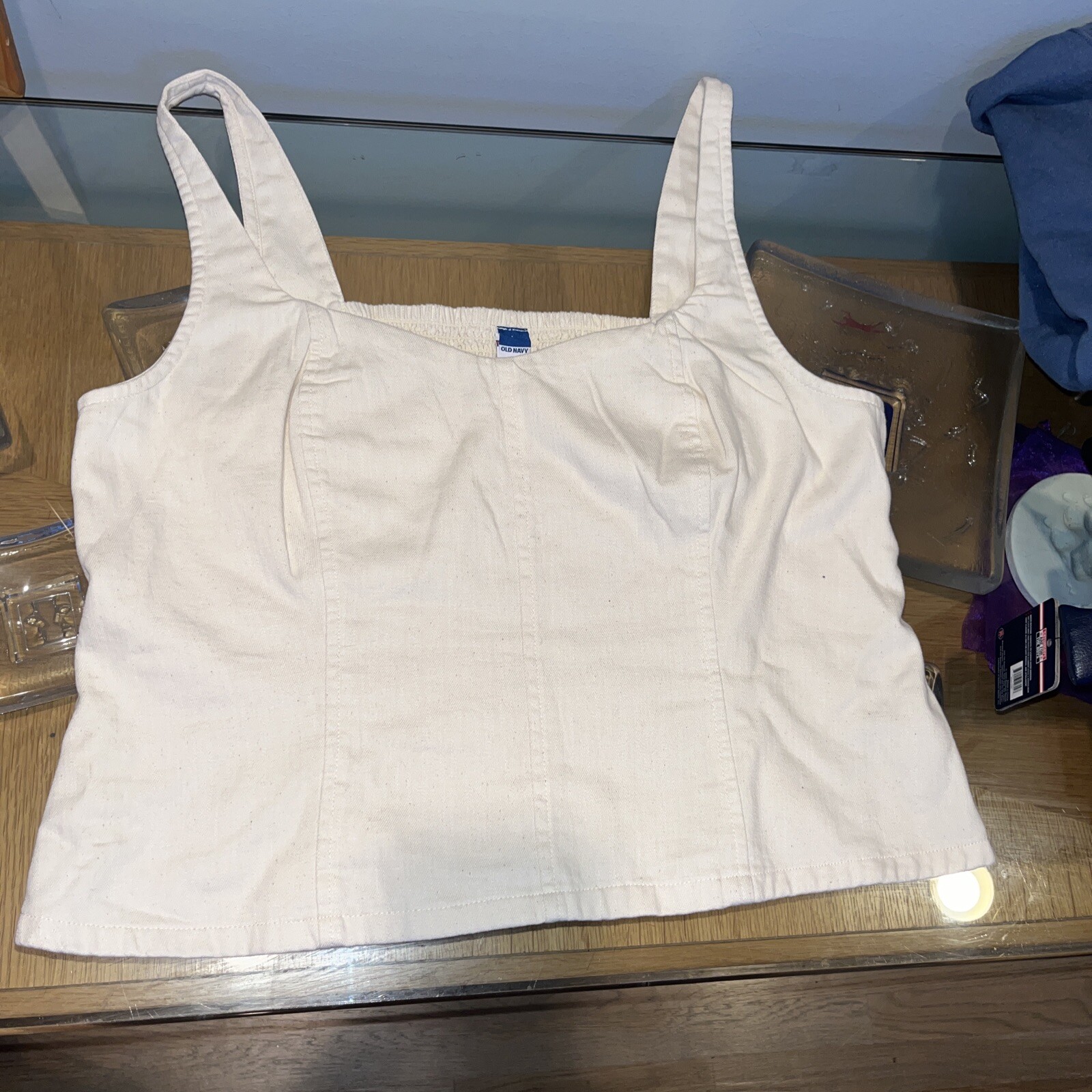 Lot of 2 Tank Tops 1 is Light Blue 1 is Cream both Size L and NWT